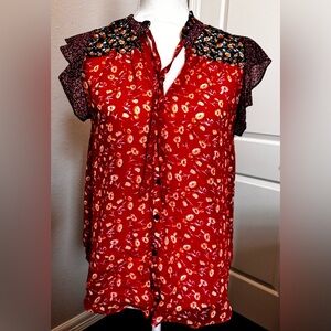 Sandy & Sid Women's Botton Down Blouse Size M Multicolor Floral